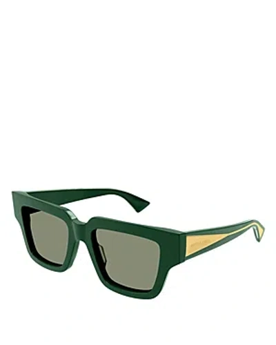 Bottega Veneta Women's Nude Triangle 52mm Rectangular Sunglasses In Green Green
