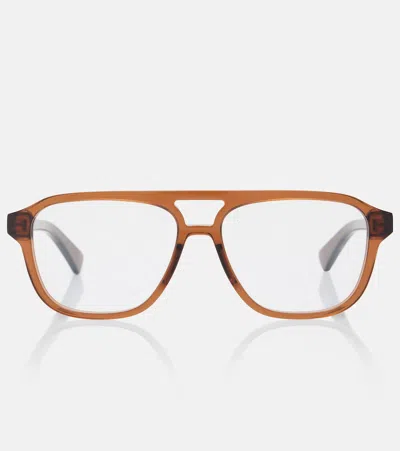 Bottega Veneta Triangle Stud Aviator Glasses In Brown