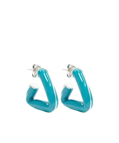 Bottega Veneta Triangle Twisted Earrings In Green