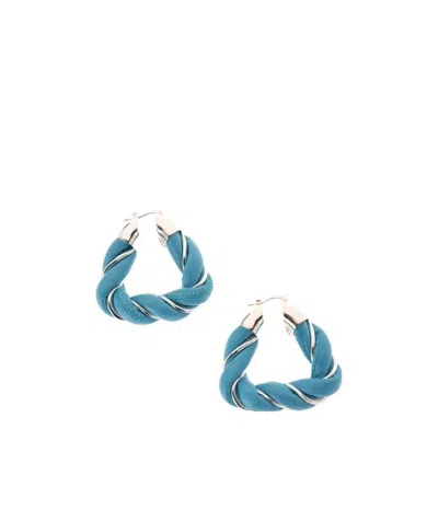 Bottega Veneta Triangle Twisted Hoop Earrings In Blue