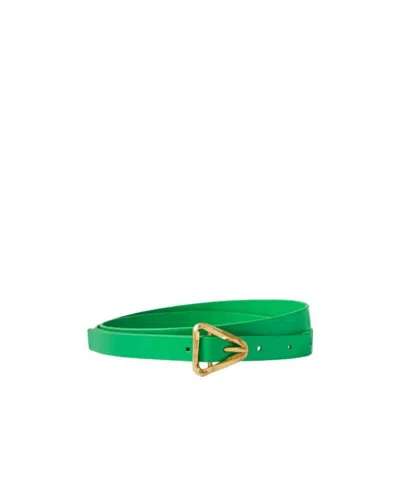 Bottega Veneta Triangle-buckle Leather Belt In Green
