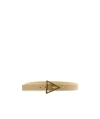 Bottega Veneta Triangular Buckle Belt In Taupe Gold