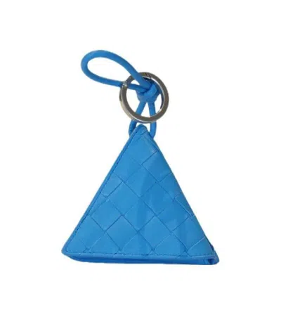 Bottega Veneta Triangular Rhomboid Key Chain In Blue