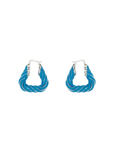 Bottega Veneta Women Triangular Twist Hoop Earrings In Blue