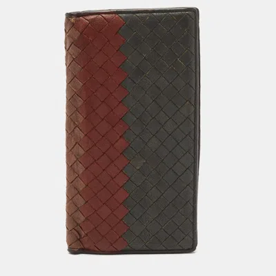 Pre-owned Bottega Veneta Tricolor Intrecciato Leather Bifold Wallet In Multi