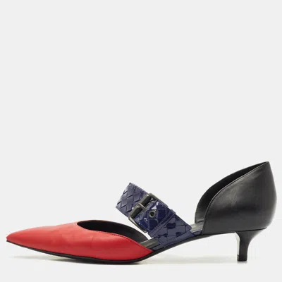 Pre-owned Bottega Veneta Tricolor Patent Leather And Leather Mary Jane Pumps Size 39