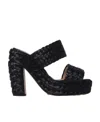 Bottega Veneta Black Raffia Heels In Black