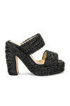 Bottega Veneta Black Raffia Heels In Black