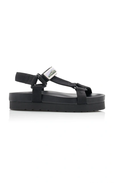 Bottega Veneta Trip Nylon Tech Slingback Sandals In Black