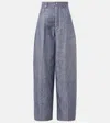 Bottega Veneta Trompe L'ail Wool And Cotton Wide-leg Pants In Blue