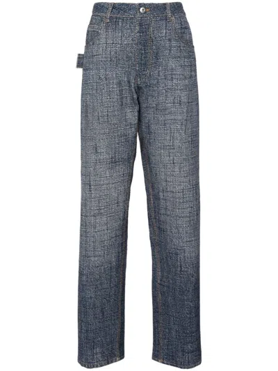 Bottega Veneta Tapered-hose Mit Jeans-textur In Blue