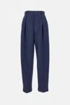 Bottega Veneta Melange Wool Straight Pants In Blue