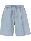 Bottega Veneta Bleached Denim Drawstring Waist Shorts In Light Bleach