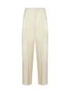 Bottega Veneta Pintuck Straight Leg Technical Cotton Trousers In Parchment