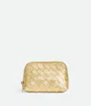 Bottega Veneta Intrecciato Small Beauty Pouch In Gold