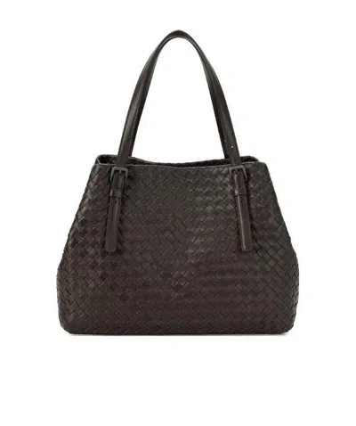 Bottega Veneta Trumpet Woven Handbag In Brown