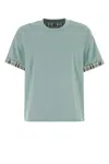Bottega Veneta Cotton T-shirt With Checked Trim And Foldable Cuffs