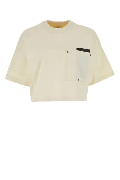 Bottega Veneta White Short-sleeved Crop T-shirt With Heart