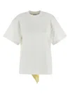Bottega Veneta Crew Neck Cotton T-shirt With Popeline Lining In White