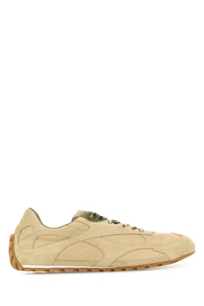 Bottega Veneta Tufo Macha Brown Suede Leather Flash Orbit Sneakers In Neutral