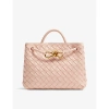 Bottega Veneta Tulip-m Brass-tulip Andiamo Small Leather Top-handle Bag In Tulip-m Brass-tulip