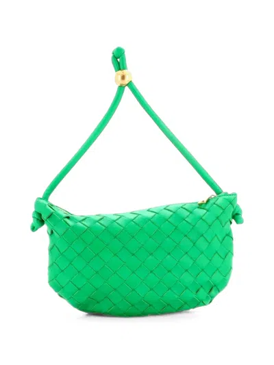 Pre-owned Bottega Veneta Turn Pouch Intrecciato Nappa Small Clutch Bag In Green
