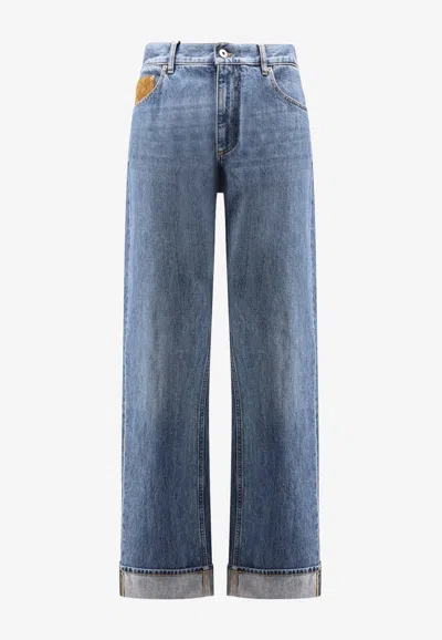 Bottega Veneta Turn-up Cuff Wide-leg Jeans In Blue