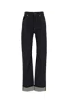 Bottega Veneta High-rise Denim Trousers Rolled Cuffs In Black
