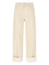 Bottega Veneta Patch-appliqué Wide-leg Jeans In Cream