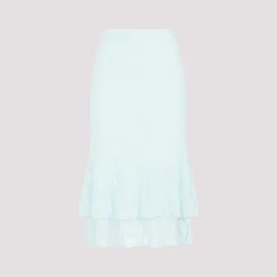 BOTTEGA VENETA TURQUOISE COTTON MIDI SKIRT