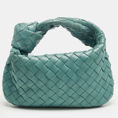 Pre-owned Bottega Veneta Turquoise Intrecciato Leather Mini Jodie Hobo In Blue