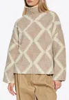 Bottega Veneta Argyle Intarsia-knit Wool Turtleneck Sweater In Beige