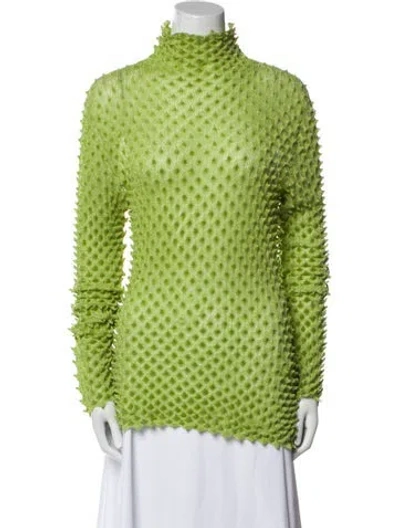 Pre-owned Bottega Veneta Turtleneck Long Sleeve Blouse In Green
