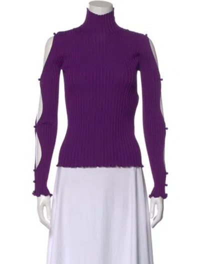 Pre-owned Bottega Veneta Turtleneck Long Sleeve Top In Purple