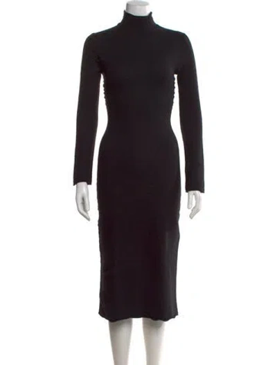 Pre-owned Bottega Veneta Turtleneck Midi Length Dress W/ Tags In Black