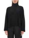 Bottega Veneta Women Dark Blue Turtleneck Wool Sweater In Black