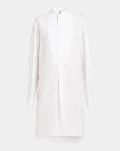 Bottega Veneta Tuxedo-bib Cotton Poplin Shirtdress In White