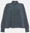 Bottega Veneta Oversized Tweed Shirt In Blue