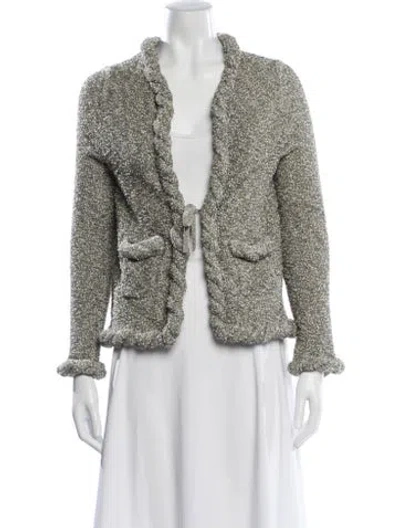 Pre-owned Bottega Veneta Tweed Pattern Blazer In Green