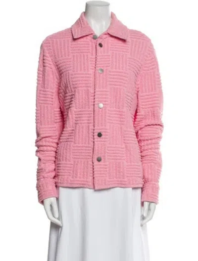 Pre-owned Bottega Veneta Tweed Pattern Jacket In Pink