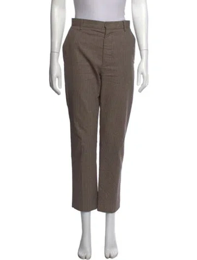 Pre-owned Bottega Veneta Tweed Pattern Straight Leg Pants In Brown