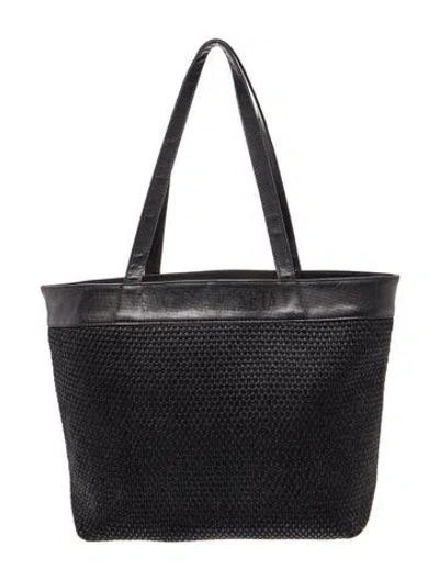 Pre-owned Bottega Veneta Tweed Tote Vintage In Black