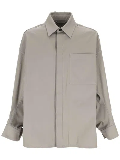 Bottega Veneta Twill Overshirt In Grey