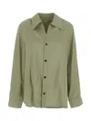 Bottega Veneta Oversized Green Shirt With Maxi Collar In Fluid Viscose Woman