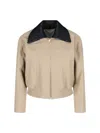 Bottega Veneta Beige Jacket With Removable Collar With Intrecciato Motif In Cotton Woman In Beige