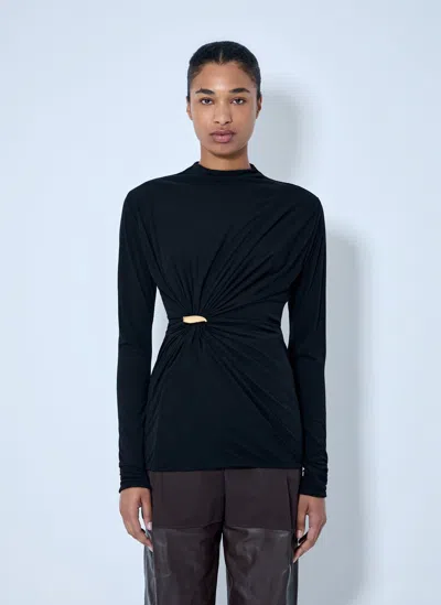 Bottega Veneta Twist Detail Long Sleeve Top In Black