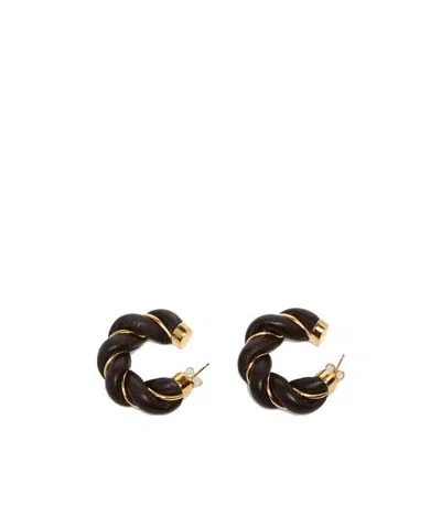 Bottega Veneta Twist Hoop Earrings In Black