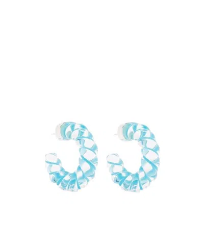 Bottega Veneta Twist Hoop Earrings In Blue