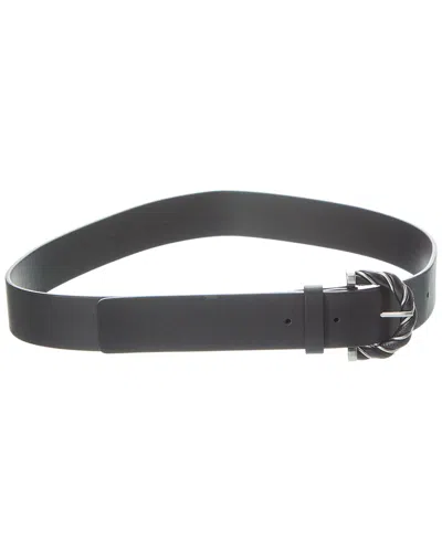 Bottega Veneta Twist Leather Belt In Black