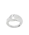 Bottega Veneta Silver Twist Ring In White